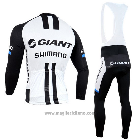2014 Abbigliamento Ciclismo Giant Shimano Nero e Bianco Manica Lunga e Salopette